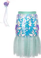 Bling Bling Mermaid Skirt & Hairclip Set Mint (Size 4-6)