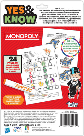 The Original Yes and Know Invisible Ink Trivia Game Books: Monopoly